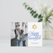Einfaches elegantes Happy Hanukkah Foto Postkarte (Stehend Vorderseite)