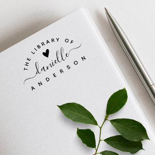 Einfaches elegantes Heart Classic Library Book Gummistempel