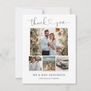 Einfaches elegantes Heart Wedding Foto Dankeschön  Einladung