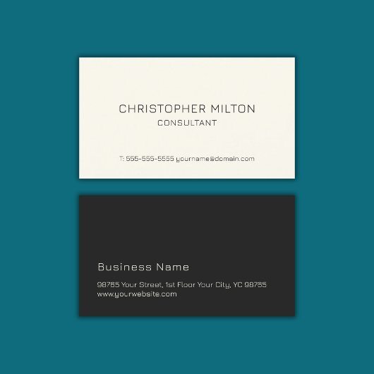 Einfaches elegantes hellgelbes Schwarz-Berater Visitenkarte