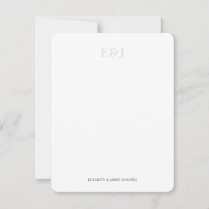 Einfaches Elegantes Hellgraues Paar-Monogramm Vert Mitteilungskarte