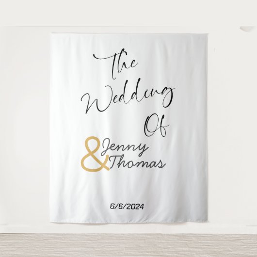 Einfaches elegantes Hochzeitbanner Wandteppich (Vorderseite)