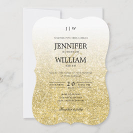 Einfaches elegantes HochzeitGold-Glitzer-Monogramm Einladung