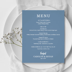 Einfaches, elegantes Hochzeitmenü mit Slate Blue