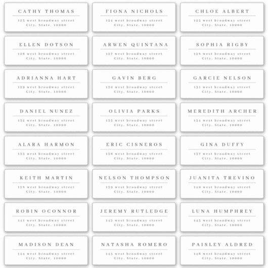 Einfaches elegantes Hochzeitsgast-Adresslabel Aufkleber (Vorderseite)