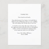 Einfaches elegantes Hochzeitskartentchen Foto Dank (Rückseite)