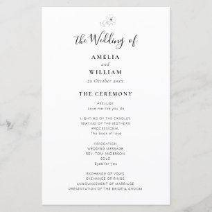 einfaches, elegantes Hochzeitsprogramm