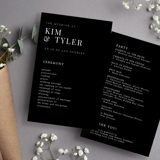 Einfaches elegantes Hochzeitsprogramm