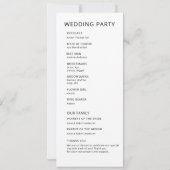 Einfaches elegantes Hochzeitsprogramm (Rückseite)