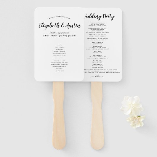 Einfaches elegantes Hochzeitsprogramm Fächer (Vorne und Hinten)