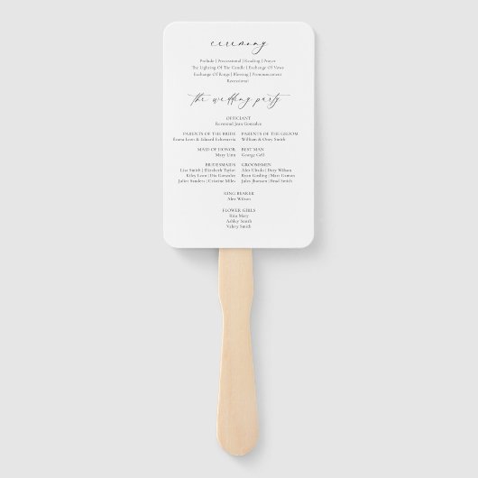 Einfaches elegantes Hochzeitsprogramm Fächer (Rückseite)