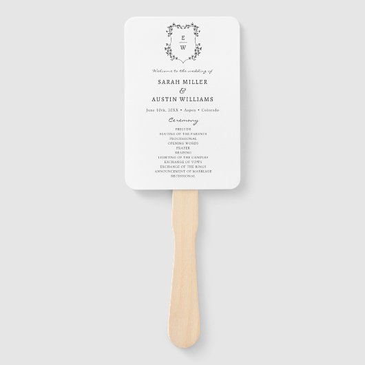 Einfaches elegantes Hochzeitsprogramm Fächer (Vorderseite)