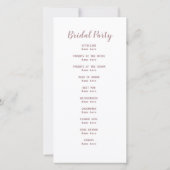 einfaches, elegantes Hochzeitsprogramm für Rose (Rückseite)