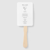 Einfaches elegantes Hochzeitsprogramm Hand Fan Fächer (Vorderseite)
