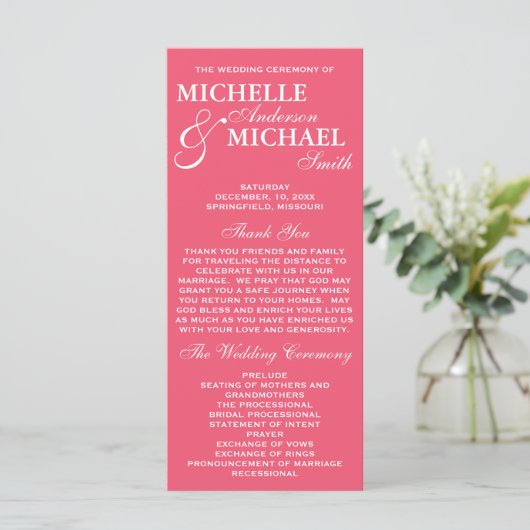 Einfaches elegantes Hochzeitsprogramm Programm (Stehend Vorderseite)