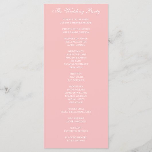 Einfaches elegantes Hochzeitsprogramm Programm (Rückseite)