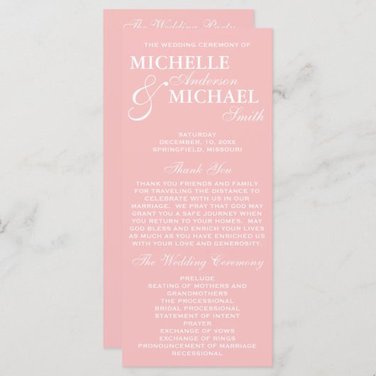 Einfaches elegantes Hochzeitsprogramm Programm (Vorne/Hinten)