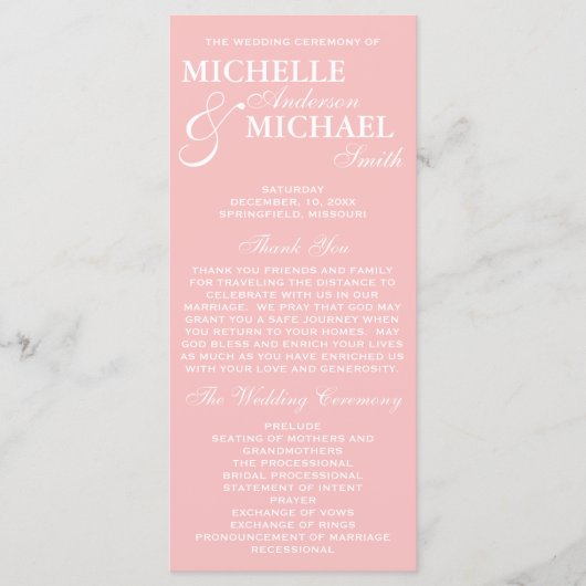 Einfaches elegantes Hochzeitsprogramm Programm (Vorderseite)