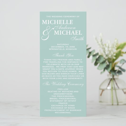 Einfaches elegantes Hochzeitsprogramm Programm (Stehend Vorderseite)