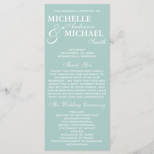 Einfaches elegantes Hochzeitsprogramm Programm (Vorderseite)