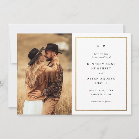 Einfaches elegantes Hochzeitsstil-Foto Save The Date (Vorderseite)