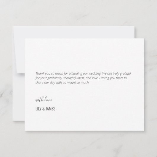 Einfaches elegantes Hochzeitsstil Foto Vielen Dank Dankeskarte (Rückseite)
