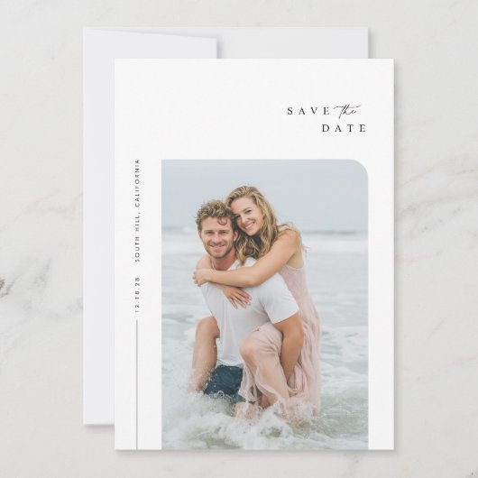 Einfaches elegantes Hochzeitsstil Save the Date Einladung (Vorderseite)