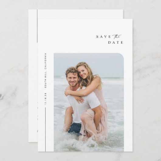 Einfaches elegantes Hochzeitsstil Save the Date Einladung (Vorne/Hinten)