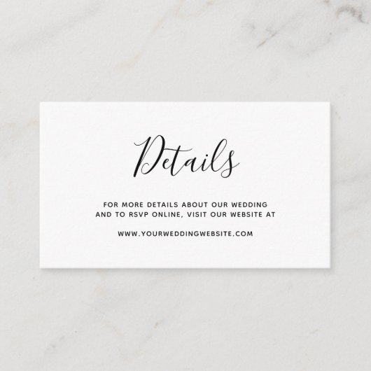 Einfaches elegantes Hochzeitsszenario Mitteilungskarte (Vorderseite)