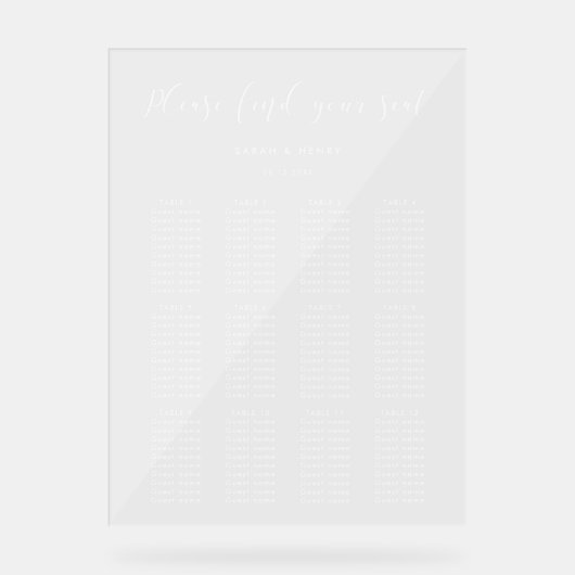 Einfaches elegantes Hochzeitszeichen Acrylschild (Vorderseite)