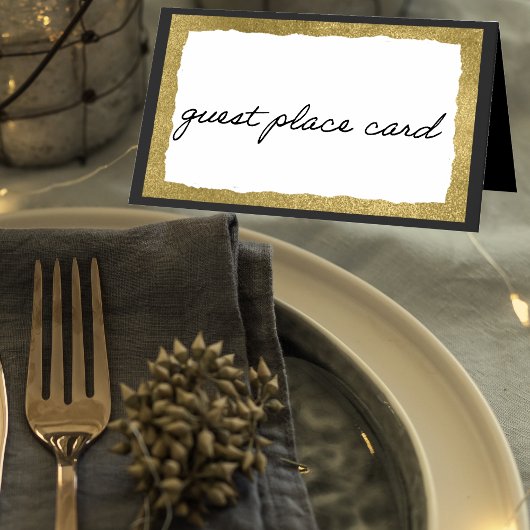 Einfaches Elegantes klassisches Goldenes Schwarzes Platzkarte