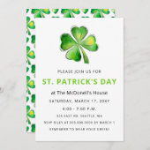 Einfaches Elegantes Kleeblatt St Patricks Day Einladung (Vorne/Hinten)