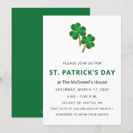 Einfaches Elegantes Kleeblatt St Patricks Day Einladung