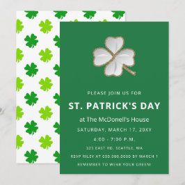 Einfaches Elegantes Kleeblatt St Patricks Day Einladung