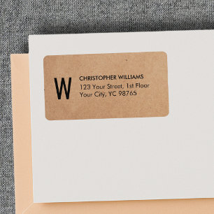 Einfaches elegantes Kraftpapier-Geschäftsmonogramm Adressaufkleber