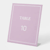 Einfaches elegantes Lavendel, Hochzeit-Tischnummer Sockelschild (Vorderseite)