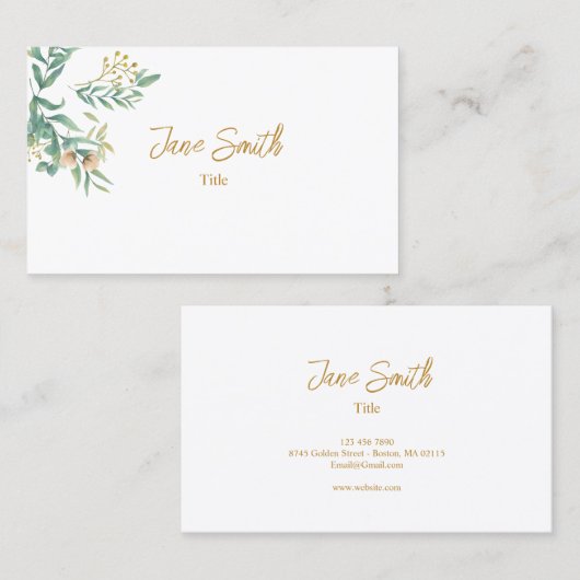 Einfaches elegantes Leaf Botanisch Visitenkarte (Vorne/Hinten)