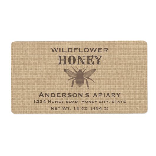 Einfaches, elegantes Leinenhoniglabel (Vorne)