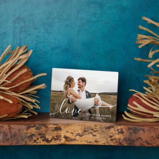 Einfaches, elegantes Liebe-Skript Hochzeitsschreib Fotoplatte (Seite)