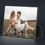 Einfaches, elegantes Liebe-Skript Hochzeitsschreib Fotoplatte<br><div class="desc">Eine schlichte,  moderne und elegante Foto-Plakette für Hochzeitsfeiern Erinnerungen,  leicht zu personalisieren und anpassbar</div>