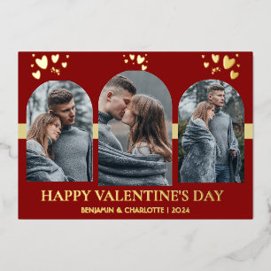 Einfaches Elegantes Liebe Valentinstag Foto Folien Feiertagskarte