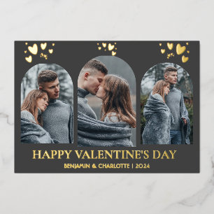 Einfaches Elegantes Liebe Valentinstag Foto Folien Feiertagskarte