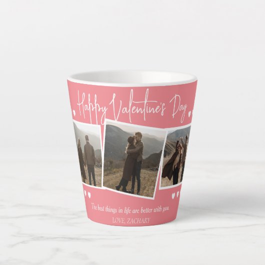Einfaches elegantes Liebe-Valentinstag-Foto Milchtasse (Vorderseite)