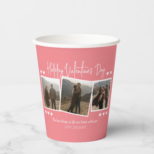 Einfaches elegantes Liebe-Valentinstag-Foto Pappbecher (Vorderseite)
