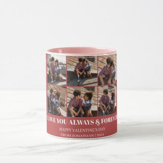 Einfaches elegantes Liebe-Valentinstag-Foto Tasse (Zentrum)