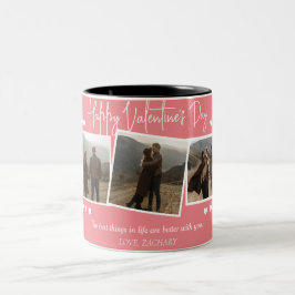 Einfaches elegantes Liebe-Valentinstag-Foto Zweifarbige Tasse