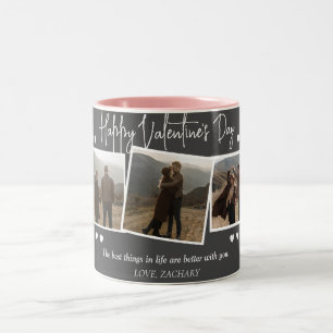 Einfaches elegantes Liebe-Valentinstag-Foto Zweifarbige Tasse
