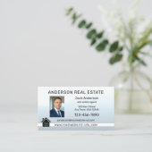 Einfaches Elegantes Light Blue Foto Real Anwesen Visitenkarte (Stehend Vorderseite)
