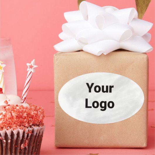 Einfaches, elegantes Logo hier Ovaler Aufkleber (Party)