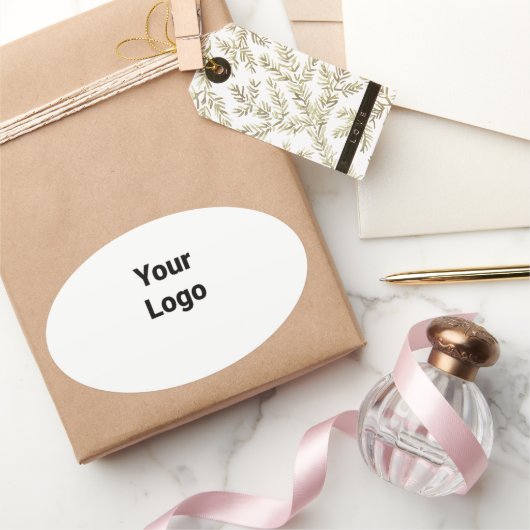 Einfaches, elegantes Logo hier Ovaler Aufkleber (Schenken)